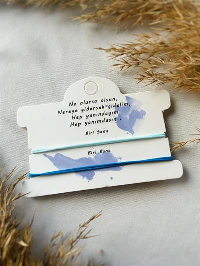 Unisex çift Bilekliği Makrome detaylı mavi Şans bilekliği eş sevgili bff