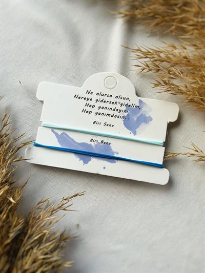 Unisex çift Bilekliği Makrome detaylı mavi Şans bilekliği eş sevgili bff