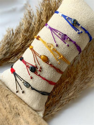 Unisex Oniks Taşlı Kiraz Bileklik / Halhal