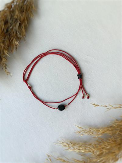 Unisex Oniks Taşlı Kiraz Bileklik / Halhal