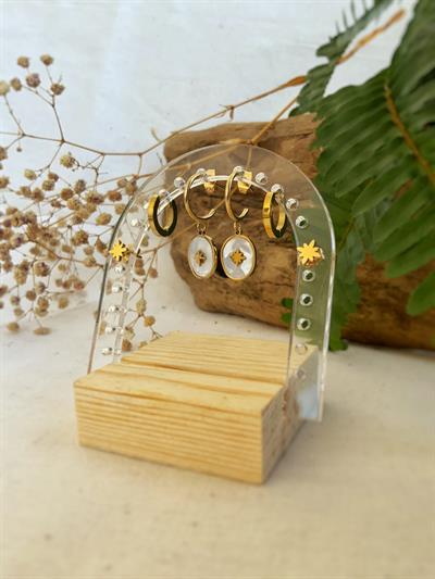 Yıldız Çelik Küpe Seti + Küpelik