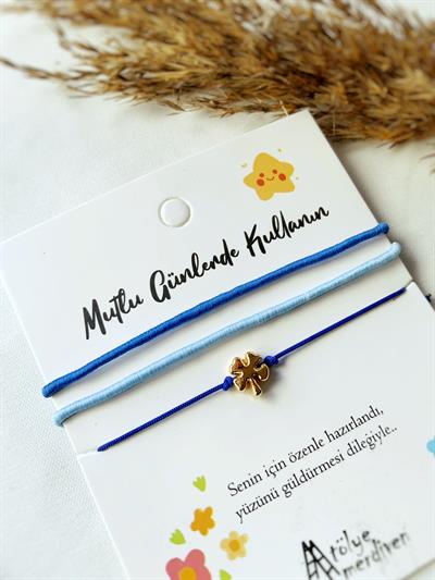 Yonca 3lü Mavi Bileklik seti