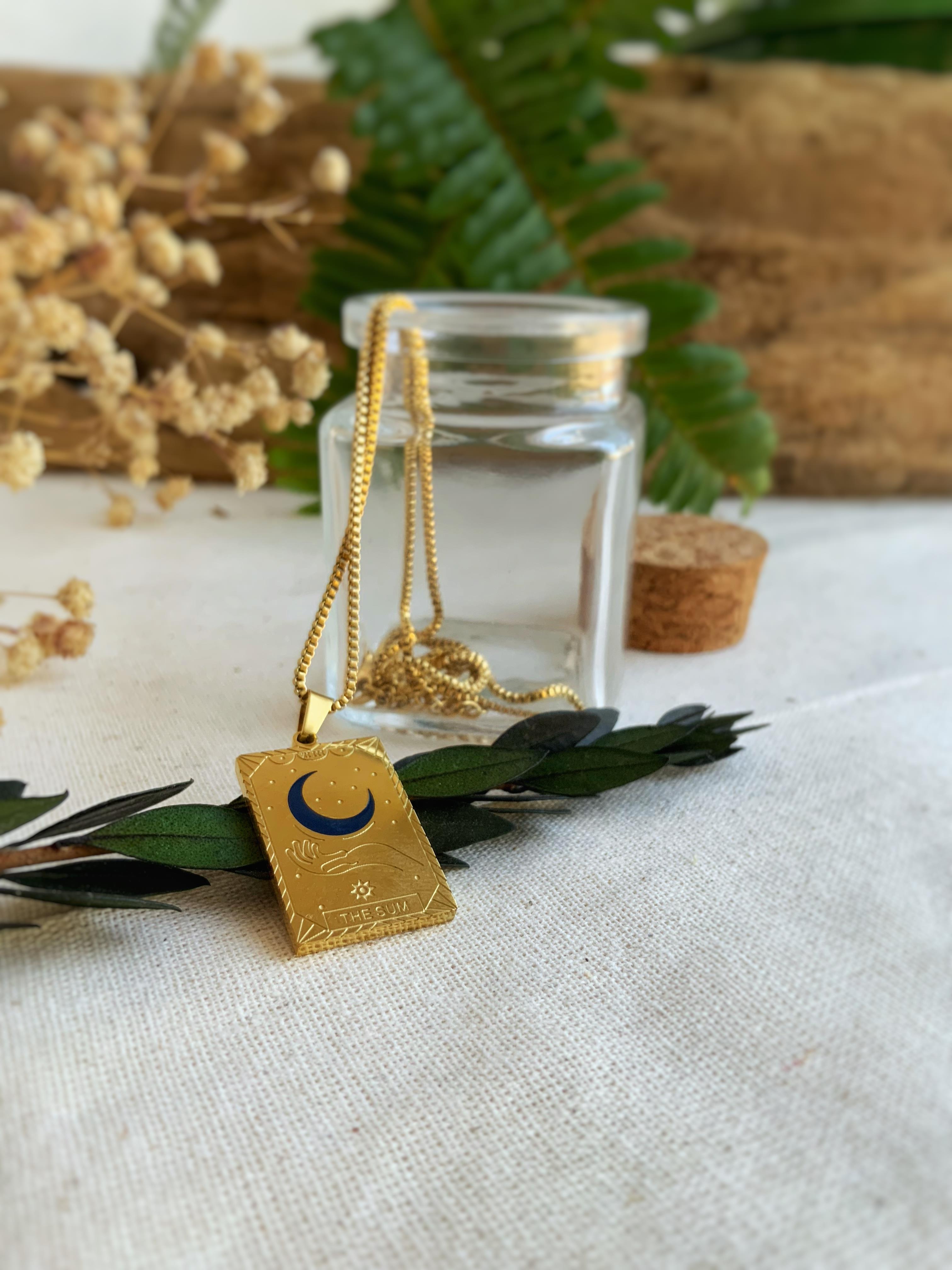 Ay Tarot Kartı Çelik Kolye