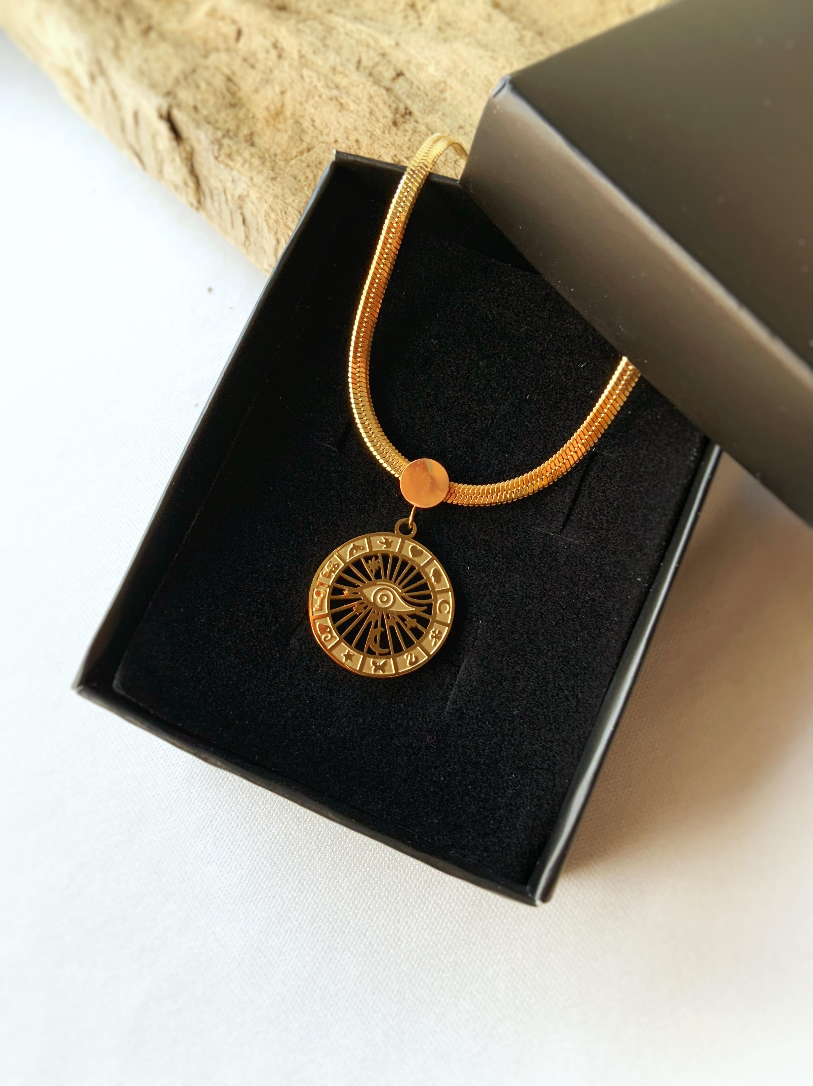 Burç Tılsımı Çelik Kolye Gold