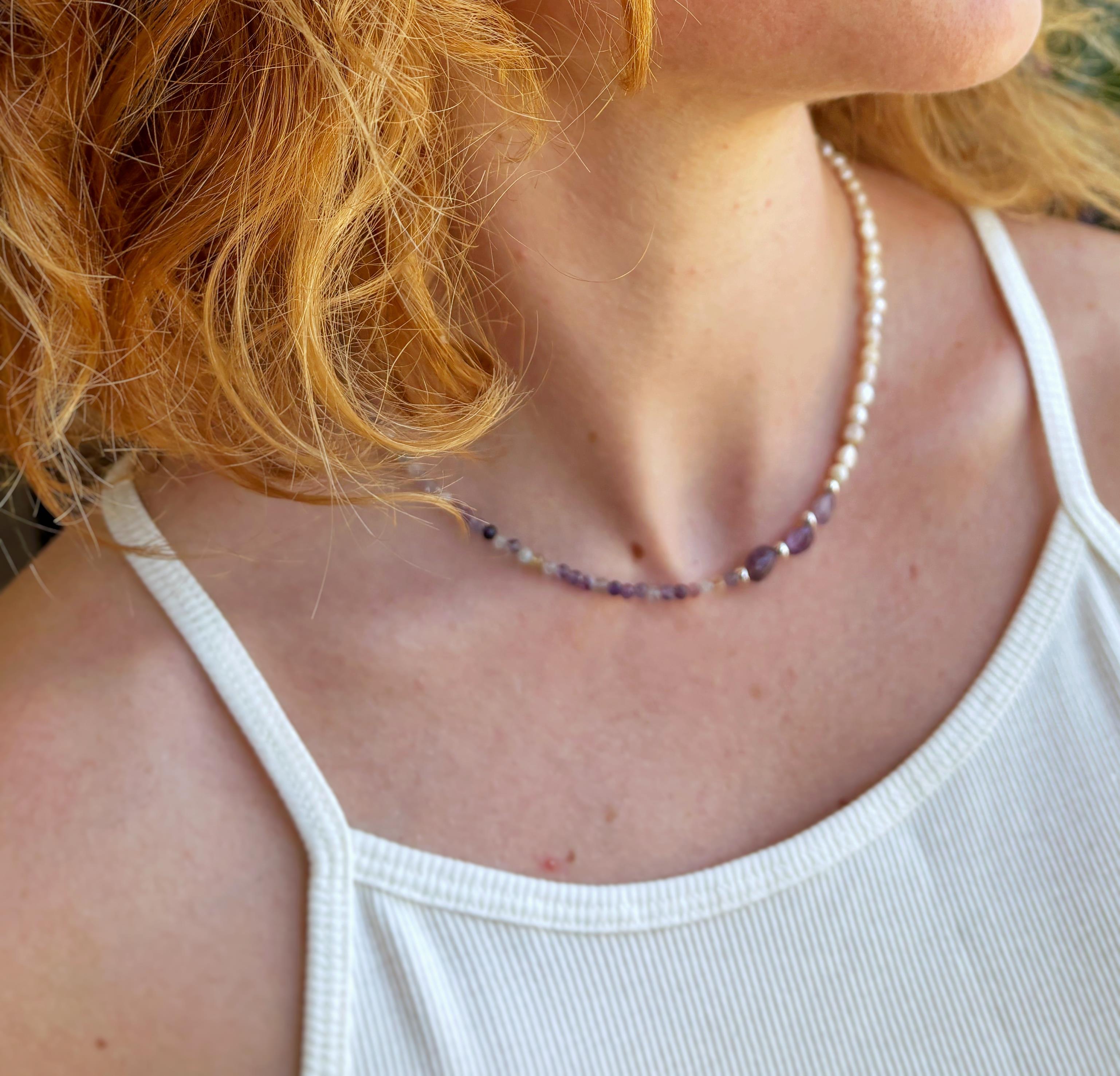 Elena Gerçek İnci Doğaltaş Kolye 