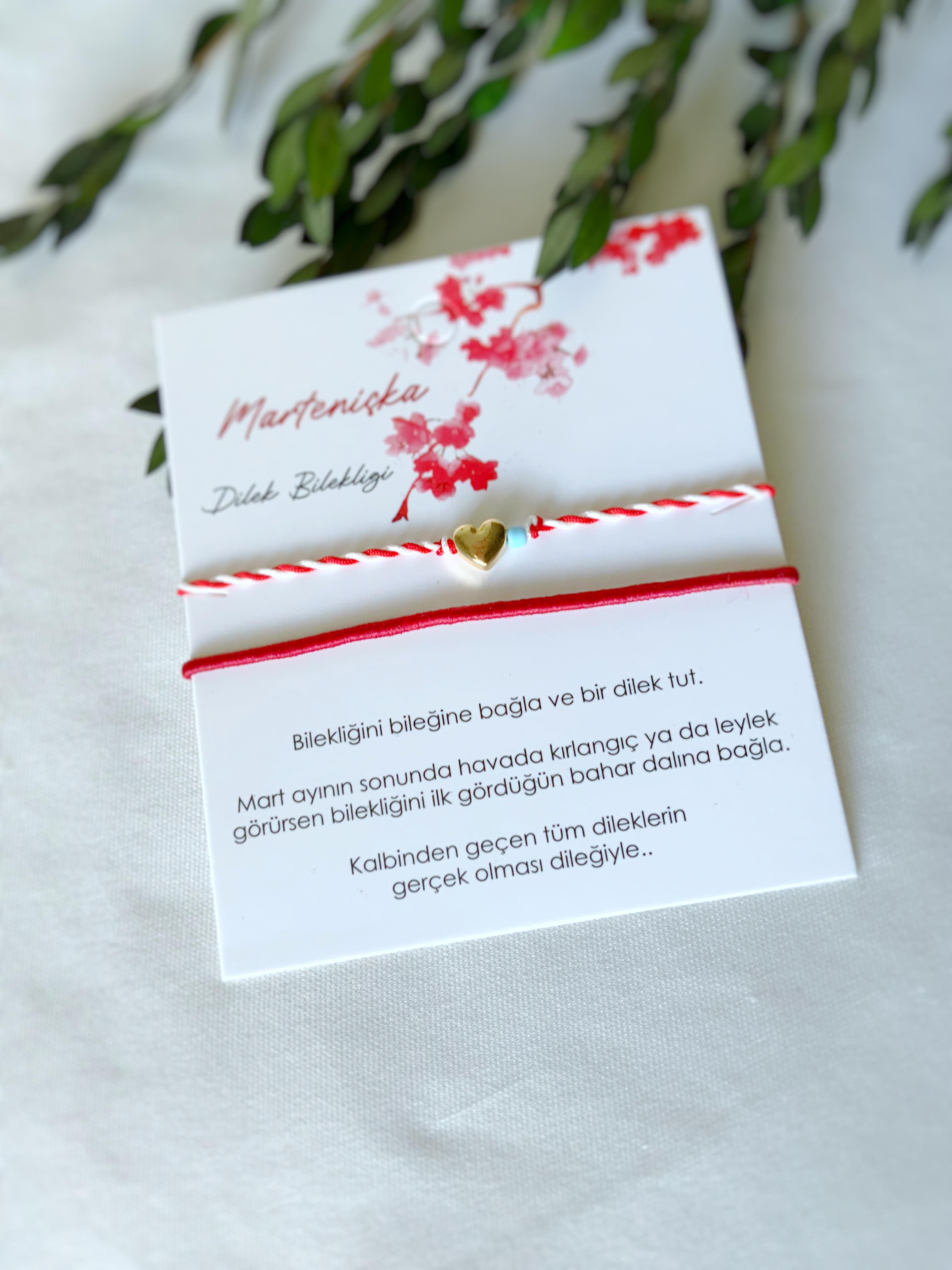 Mavi Boncuklu Bahar Dilek Bilekliği ☘️ Kalp