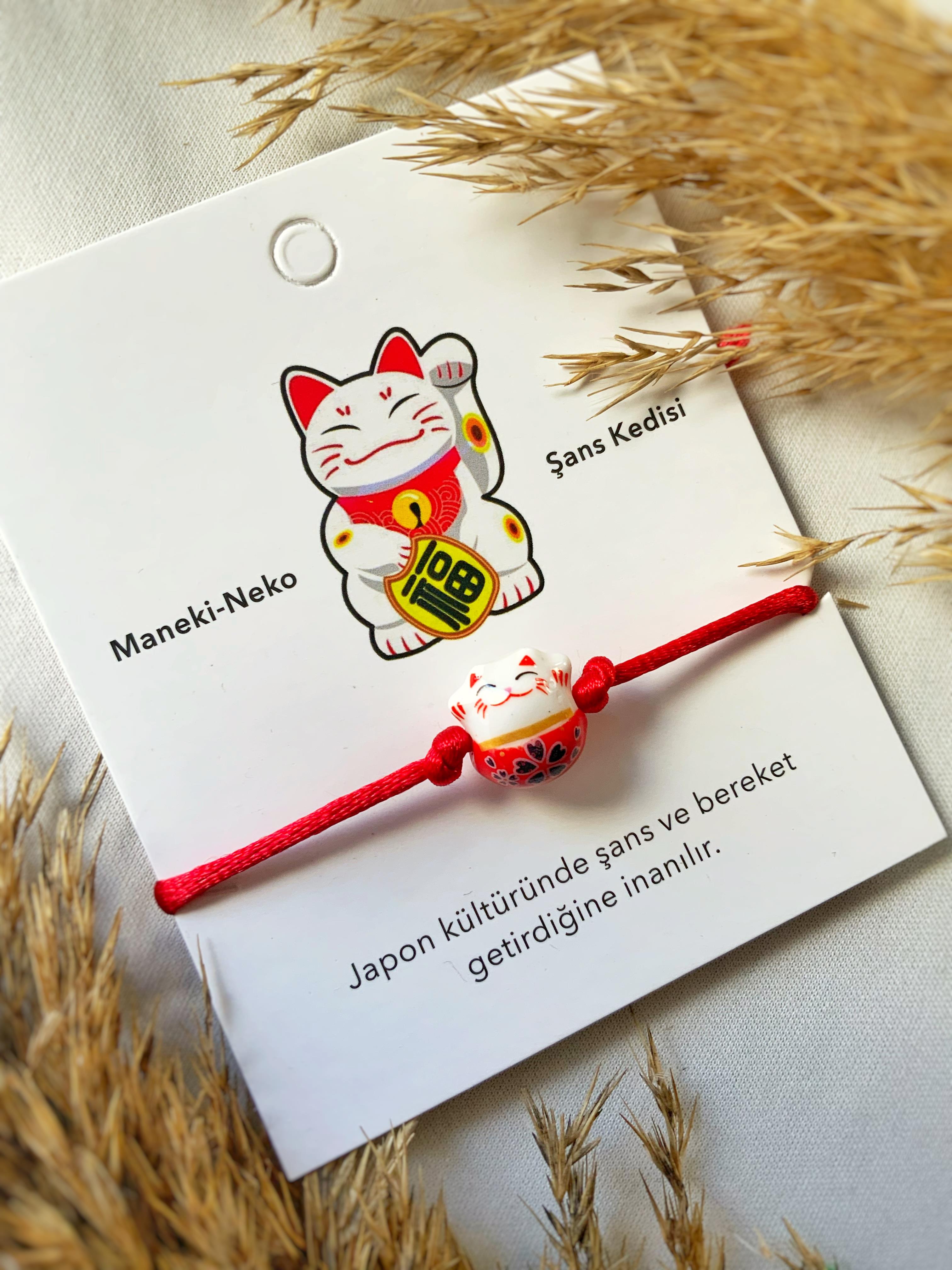 Şans Kedisi Seramik Maneki Neko Hediyelik Bileklik