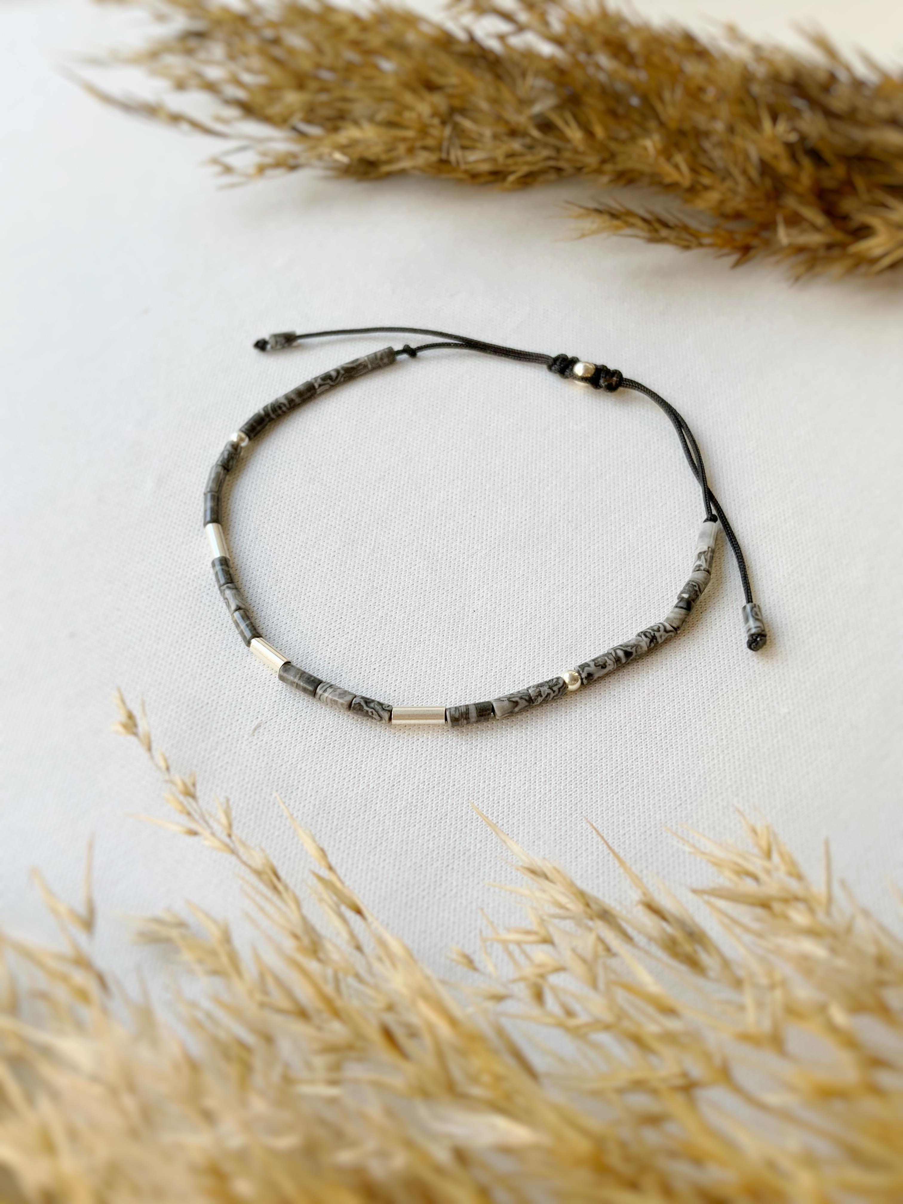 Siyah Varasit Taşlı Unisex Slim Bileklik