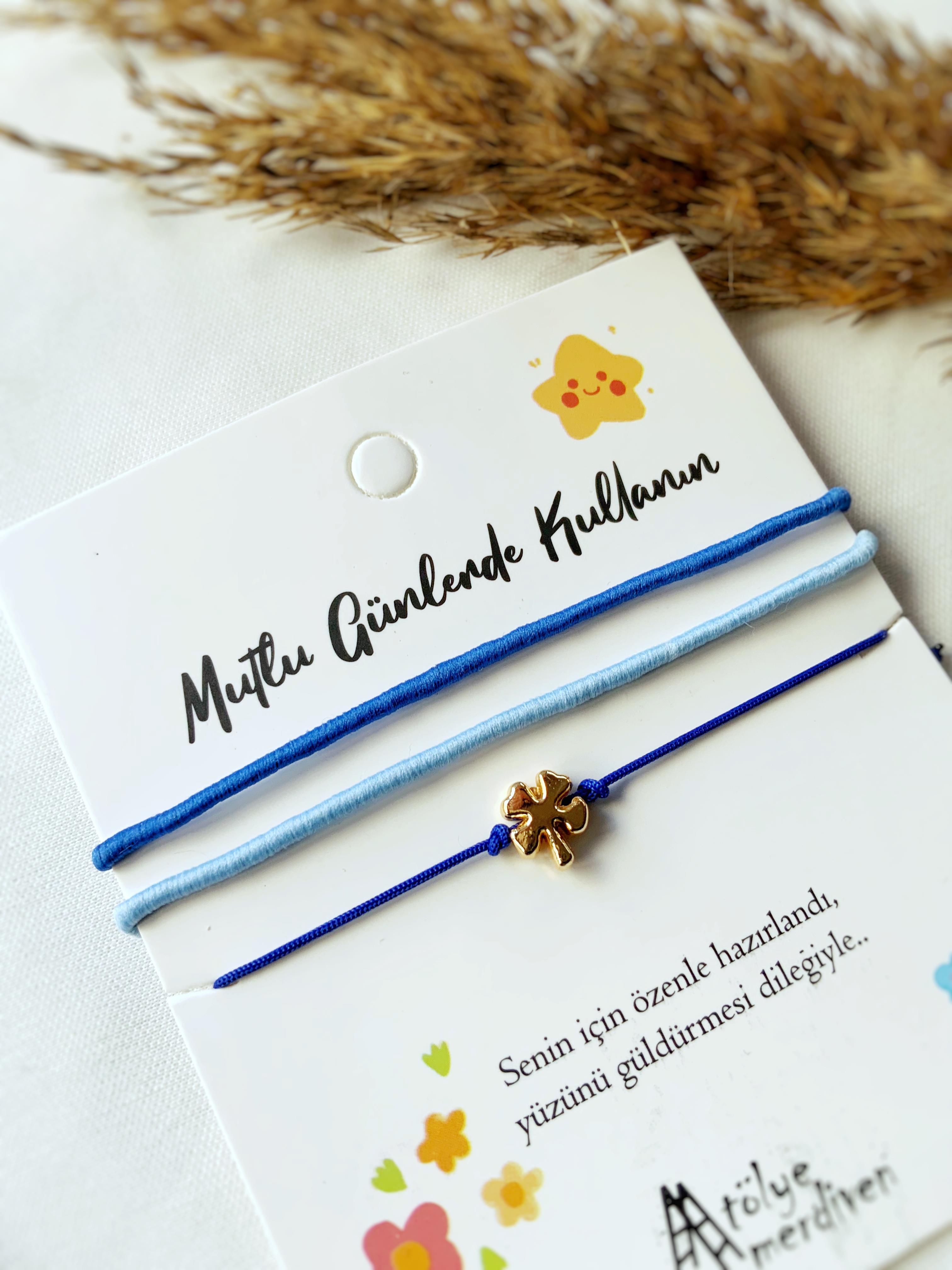 Yonca 3lü Mavi Bileklik seti