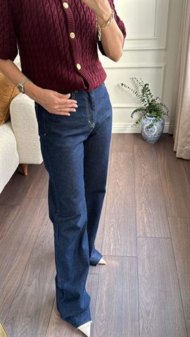 PANTOLONBÜŞCEKOYU RENK DENIM PALAZZO PANTOLON