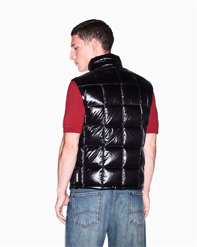 Armani Exchange Erkek Kolsuz Fermuarlı Sıfır Yaka Siyah Yelek XM003475 AF23755-UC001