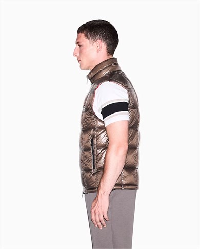 Armani Exchange Erkek Kolsuz Fermuarlı Sıfır Yaka Kahverengi Yelek XM003475 AF23755-U6125