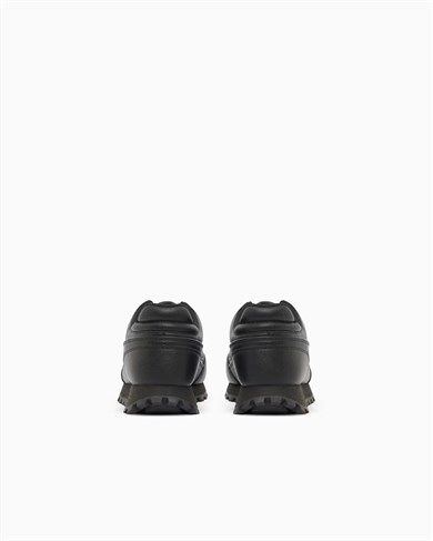 Armani Exchange Erkek Düşük Bilekli Suni Deri Logo Desenli Düz Tabanlı Siyah Sneaker XM003644 AF29408-UC001