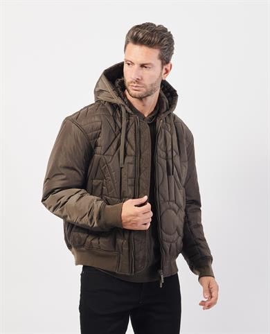Armani Exchange Erkek Kapüşonlu Günlük Kullanım Marka Detaylı Kahverengi Mont 6DZB11 ZN4XZ-1897
