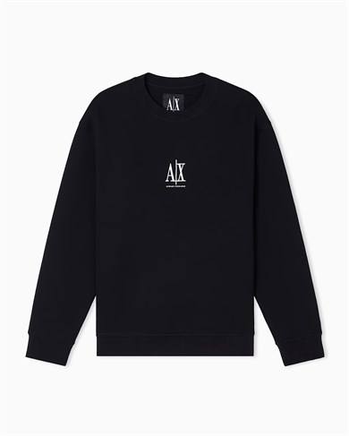 Armani Exchange Erkek Regular Fit Yuvarlak Yaka Uzun Kollu Pamuklu Siyah Sweatshirt XM000368 AF10818-UC001