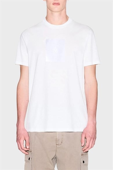 Armani Exchange Armani Exchange Erkek Bisiklet Yaka Logo Baskılı Pamuklu Kısa Kollu Beyaz T-Shirt XM002213 AF10356-U0009