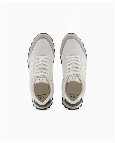 Armani Exchange Erkek Süet ve File Detaylı AX Logolu Rahat ve Yüksek Taban Bej Ayakkabı XUX263 XV942-U660