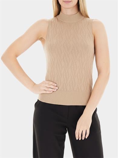 Armani Exchange Kadın Dar Kalıp Balıkçı Yaka Kolsuz Kahverengi Kazak XW001318 AF16619-F1039