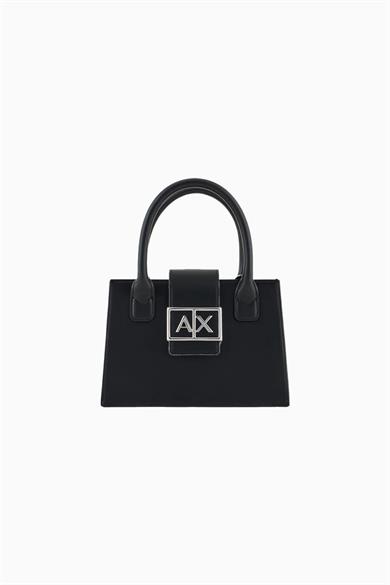 Armani Exchange Armani Exchange Kadın Deri AX Yazı Detay Klasik Model İçi Geniş Siyah Omuz Çantası XW000306 AF12039-UC001