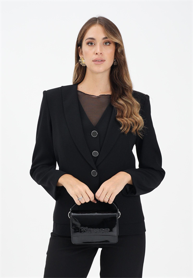 Armani Exchange Kadın Normal Kalıp Pürüzsüz Kumaş Omuz Pedli Cep Detaylı Tek düğmeli Siyah Ceket XW001277 AF16148-UC001