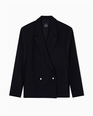 Armani Exchange Kadın Normal Kalıp Çentikli Yaka Çift Düğmeli Siyah Ceket XW001281 AF16125-UC001