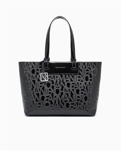Armani Exchange Armani Exchange Kadın Logo Desenli Fermuarlı Siyah Omuz Çantası XW001481 AF17290-UC001
