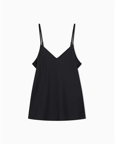 Armani Exchange Kadın İnce İp Askılı V Yaka Saten Siyah Bluz 8NYH05 YNZ5Z-1200