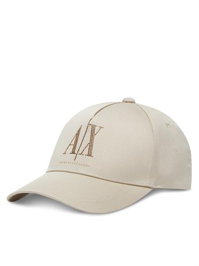 Armani Exchange Kadın %100 Pamuklu İşlemeli Logo Desenli Ayarlanabilir Tokalı Beyzbol Bej Spor Şapka XW000957 AF13846-U1092