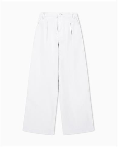 Armani Exchange Kadın Rahat Kesim Pileli Geniş Paçalı Denim Ekru Pantolon XW001105 AF14494-U1051