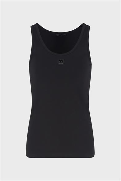 Armani Exchange Kadın Yuvarlak Yaka Kolsuz Dar Kesim Düz Siyah Bluz XW000090 AF10805-UC001