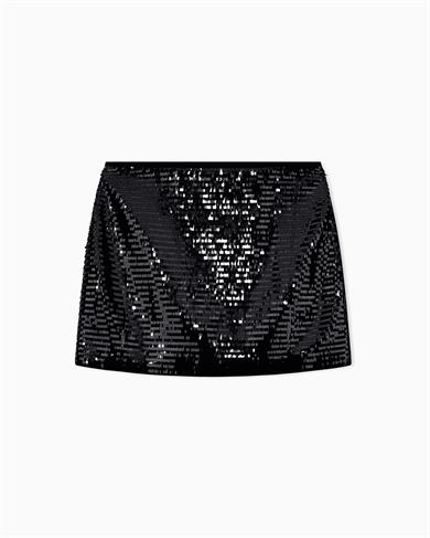 Armani Exchange Kadın Parlak Pullu Dar Kalıp Mini Siyah Etek XW001298 AF16157-MC117