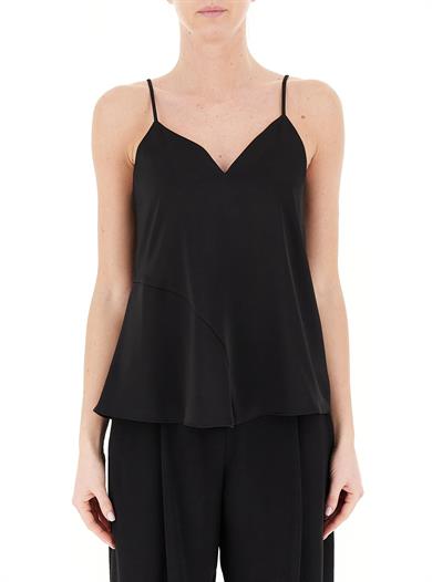 Armani Exchange Kadın Mat Saten Kumaş Genişleyen Alt Kısım İnce Omuz Askılı Siyah Atlet XW000154 AF10840-UC001