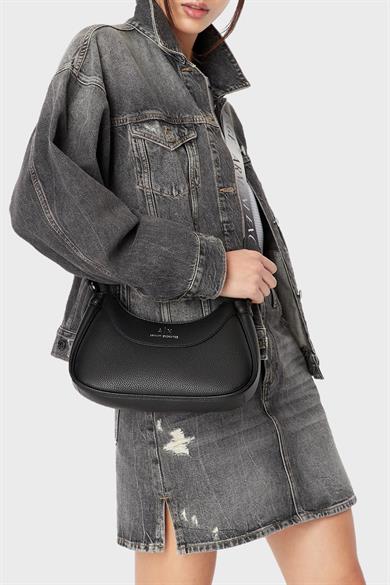 Armani Exchange Kadın Askısı Çıkarılabilir Marka Logolu Sade ve Şık Siyah Omuz Çantası 942883 CC783-00020