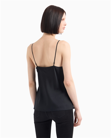 Armani Exchange Kadın İnce İp Askılı V Yaka Saten Siyah Bluz 8NYH05 YNZ5Z-1200