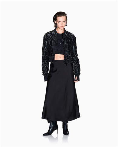 Armani Exchange Kadın Normal Kesim Pileli Saten Midi Boy Siyah Etek XW001420 AF19592-UC001