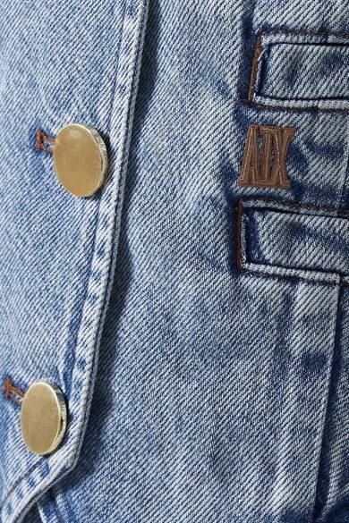 Armani Exchange Kadın Denim Kumaş Düğme Kapama Gold Düğme Kapama Mavi Mont XW002263 AF21338-MB001