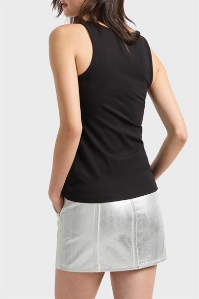 Armani Exchange Kadın Yuvarlak Yaka Kolsuz Dar Kesim Düz Siyah Bluz XW000090 AF10805-UC001