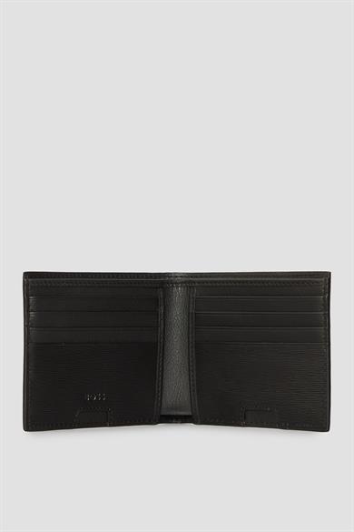 BOSS Erkek %100 Dokulu Deri Dış Yüzey Ana Para Bölmeli Metalik Logolu Siyah Kartlık 50548824-001