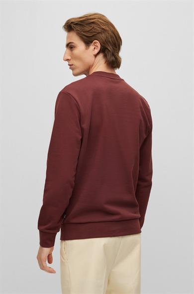 BOSS Erkek %100 Pamuk Oversize Bordo Sweatshirt 50476984-604