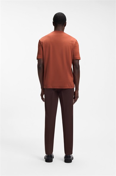 BOSS Erkek %100 Pamuklu Yuvarlak Yakalı Kısa Kollu Turuncu T-Shirt 50555844-608