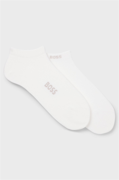 BOSS Erkek 2li Paket Düşük Bilekli Bambu Karışımlı Beyaz Çorap 50538188-100