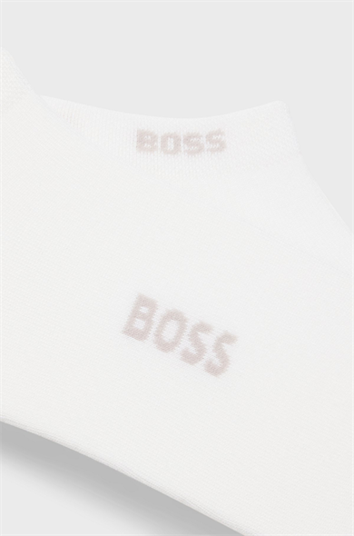 BOSS Erkek 2li Paket Düşük Bilekli Bambu Karışımlı Beyaz Çorap 50538188-100