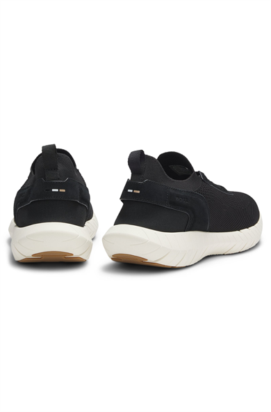 BOSS Erkek Bağcıklı Rahat Esnek Taban İnce Fileli Siyah Sneaker 50563857-001