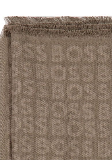 BOSS Erkek Çift Taraflı Monogram Logolu Kahverengi Atkı 50518661-248