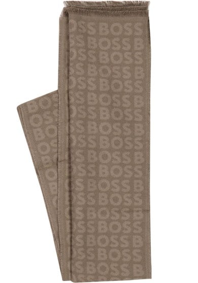 BOSS Erkek Çift Taraflı Monogram Logolu Kahverengi Atkı 50518661-248