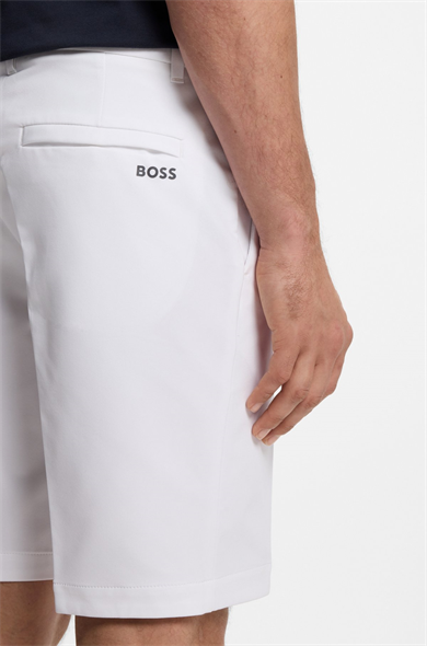 BOSS Erkek Dar Kesim Su Geçirmez Esnek Kumaşlı Beyaz Şort 50540337-100