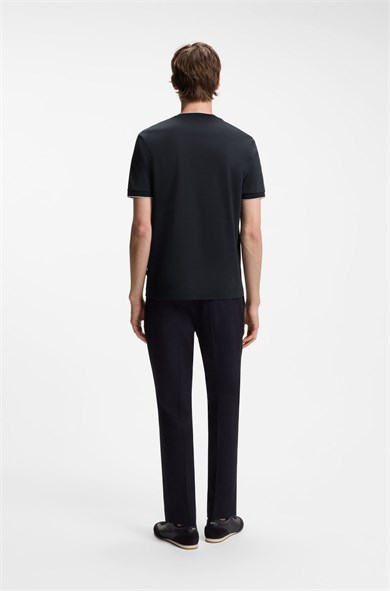 BOSS Erkek Dar Kesim Yuvarlak Yakalı Pamuklu Kısa Kollu Lacivert T-Shirt 50565570-404