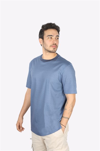 BOSS Erkek Desenli Bisiklet Yaka Kısa Kol Lacivert T-Shirt 50518883-412