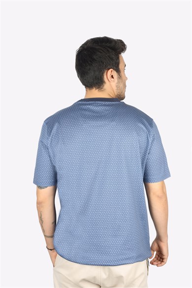 BOSS Erkek Desenli Bisiklet Yaka Kısa Kol Lacivert T-Shirt 50518883-412