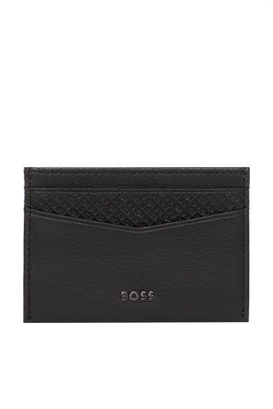 BOSS Erkek Hakiki Deri Logo Kabartmalı Siyah Kartlık 50558596-001